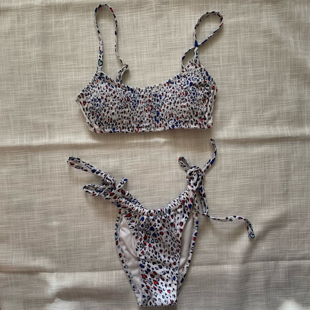 Leopard - Blue/red/white - Print Bikini Set
